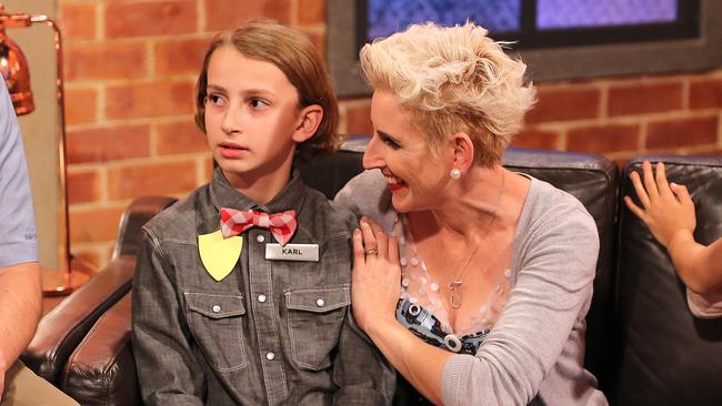 Quirky character ... Karl and his mum Jane backstage at the Great Australian Spelling Bee.