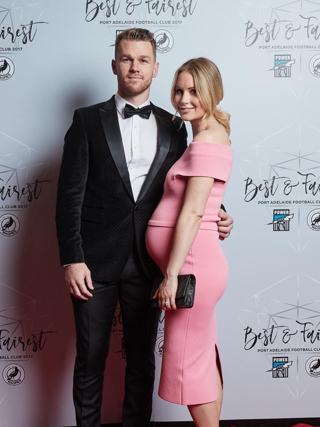 Robbie and Annabel Gray at Port Adelaide's Best and Fairest on Friday. Picture: Matt Loxton/AAP