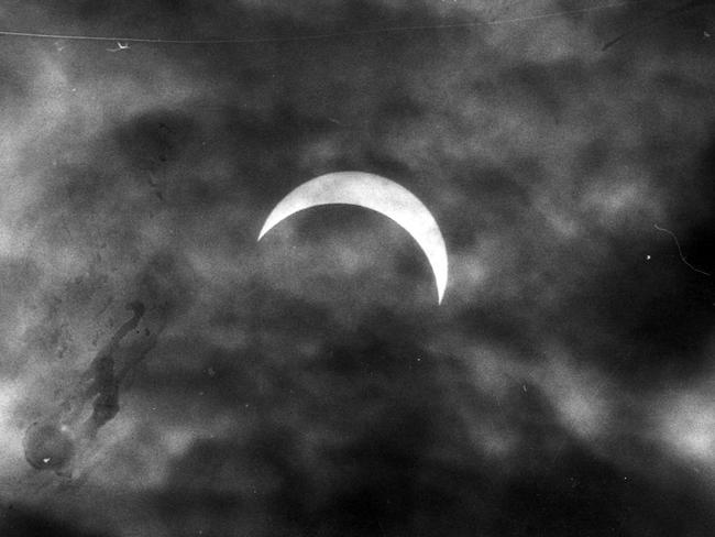 Only a sliver of the sun remains as the eclipse nears totality.
