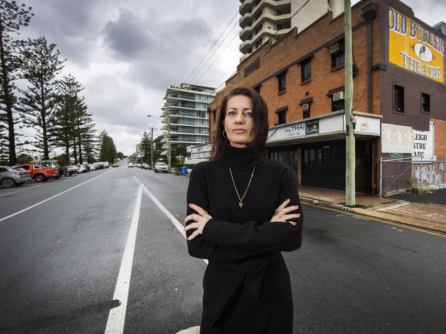 Burleigh local Nikki Archer outside the historic Old Burleigh Theatre Arcade. Picture: Nigel Hallett