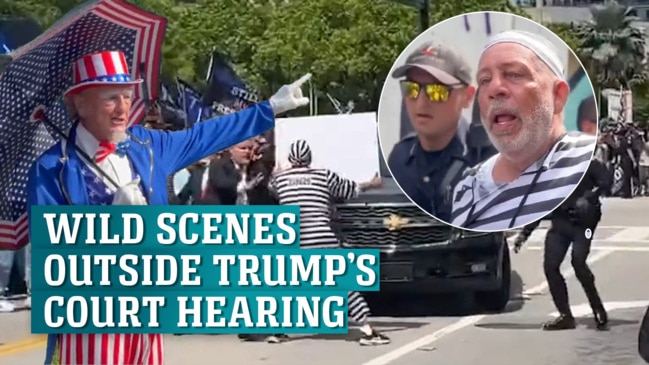 Wild protests outside Trump's court hearing