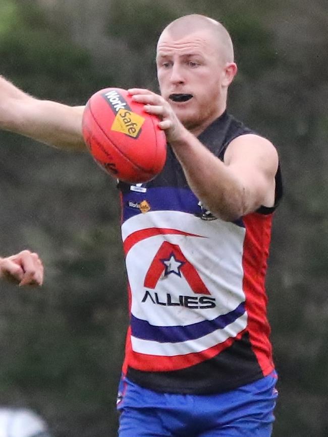 Robinvale Euston recruit Justin Marriott in action for DWWWW Allies. He has joined the Eagles from the West Gippsland league. Picture: Mal Heywood