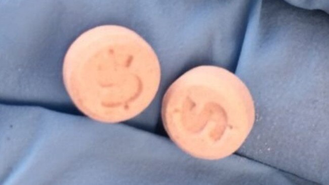 An SA Police image of the pills thought to be linked to the death of Stefan Woodward.