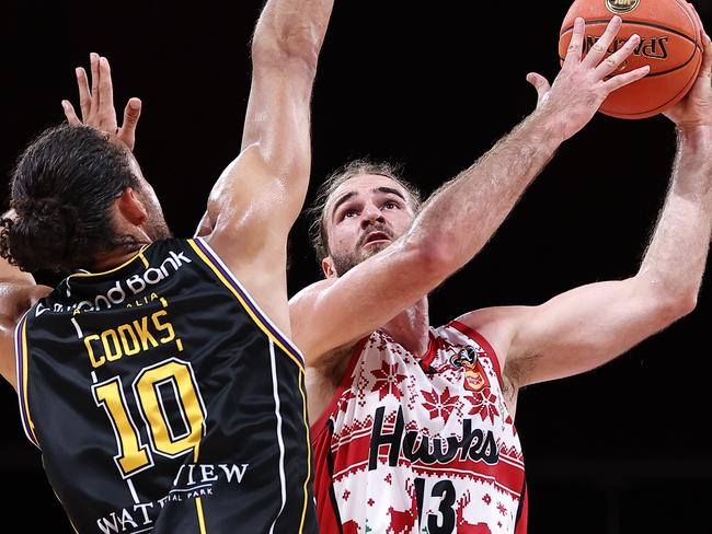 Sam Froling lays the ball up during the round 13 NBL match between Sydney Kings and Illawarra Hawks at Qudos Bank Arena. Picture: Getty Images