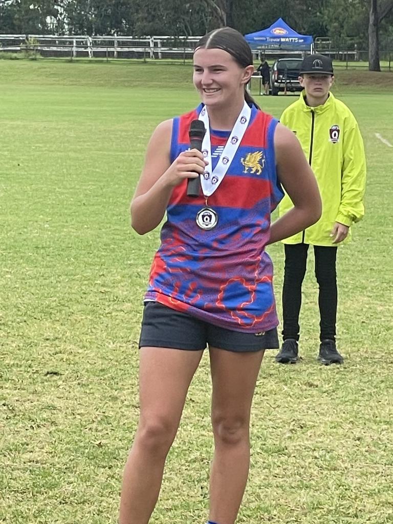 Nelly Bruce after the 2024 AFLQ Darling Downs under-17 grand final.