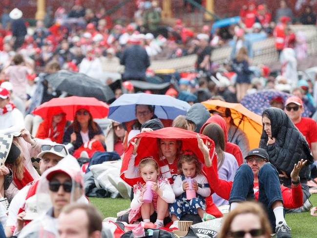 Sydney Swans fans watch a broadcast of the 2024 AFL Grand Final, at the Sydney Cricket Ground. Picture: NewsWire