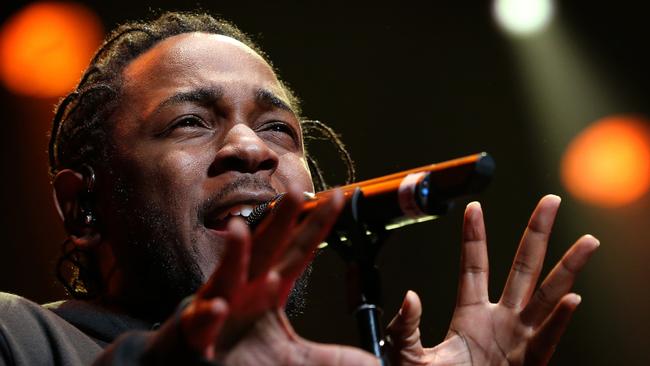 US rapper Kendrick Lamar performs during a sold out concert in Melbourne on Monday, March 21st, 2016. Picture: Mark Stewart