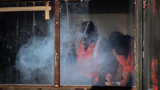 Breaking Bad: Senior officers inside the CS gas facility at Francis Greenway Correctional Complex. Picture: Julian Andrews