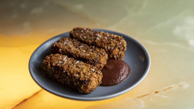 Hop to it: Kangaroo tail croquettes. Picture: Mark Cranitch.