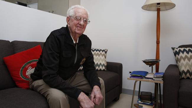 Wilfred Ison settles into his new home in Seven Hills, built with funds from the sale of Millers Point properties. Picture: Dave Swift.