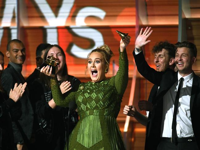 Adele, winner of Album of the Year for ‘25,’ speaks onstage during The 59th GRAMMY Awards at STAPLES Center on February 12, 2017 in Los Angeles, California. Picture: Getty