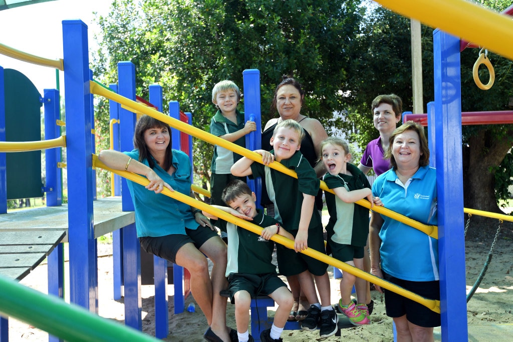 DAGUN PREP: teacher Mrs Mardi Green, Heath Underhill, Jimmy Santos, Halen Adams, teacher aide Mrs Donna Dilger, Tenzyn Devine, teacher aide Mrs Claire Doak and teacher aide Mrs Amanda Tombs (absent) Taleisha Briscoe. Picture: Renee Albrecht