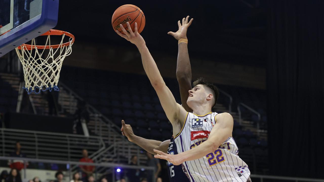 Alex Toohey drives to the basket during the 2023 NBL Blitz. Picture: Getty