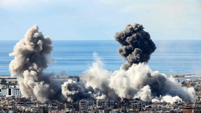 Smoke rises from the site of an Israeli air strike that targeted Beirut. Picture: AFP