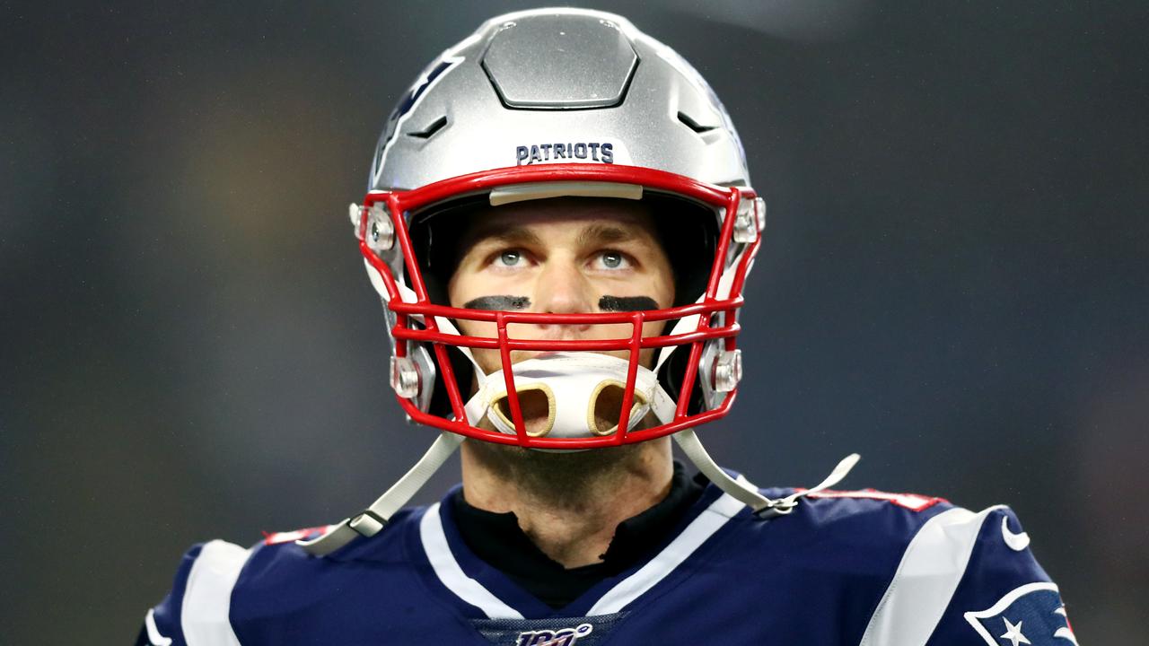 Tom Brady of the New England Patriots looks on during warm-ups at Gillette Stadium.