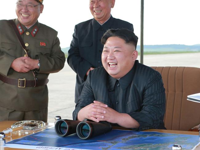 Kim Jong-un pictured during North Korea’s latest missile launch last week. Picture: KCNA/Ap