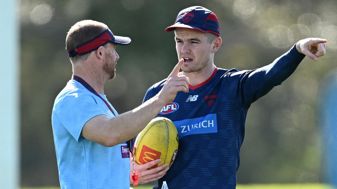 Goodwin says Bayley Fritsch is certain to play after training fully this week following an injury scare against the Swans. Picture: Quinn Rooney / Getty Images