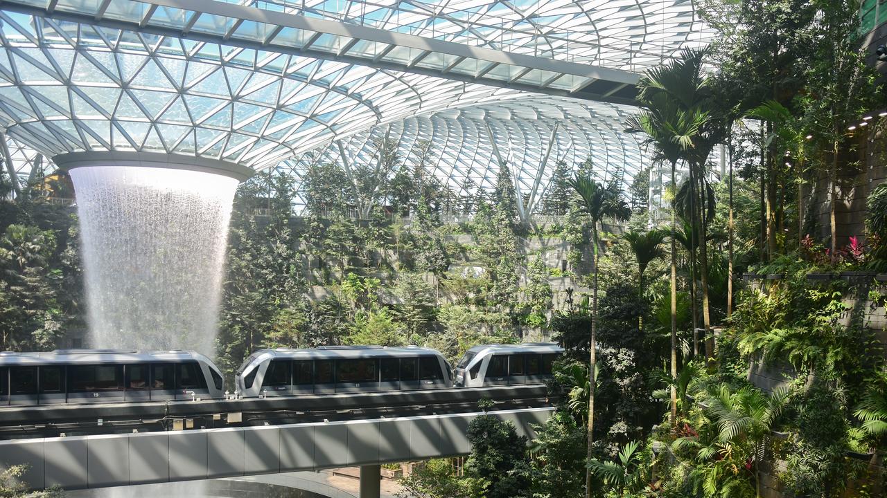 The skytrain runs inside Jewel.