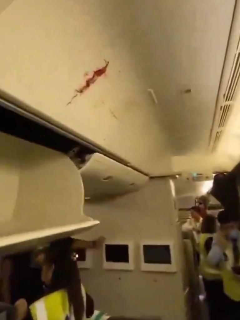 Blood splatters could be seen in pictures of the plane. Picture: X