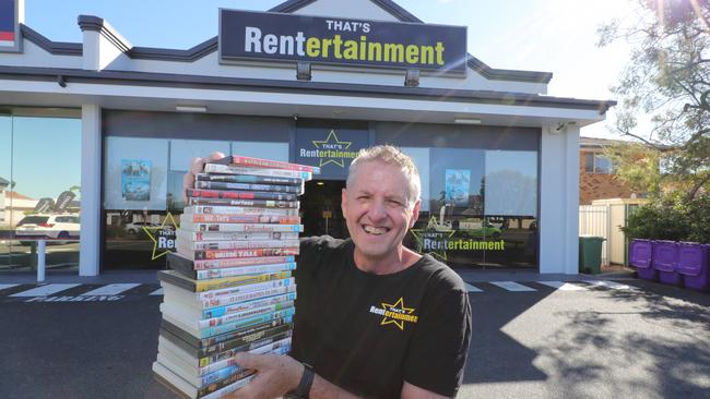 David Hooklyn, owner of That's Rentertainment, owns the last known video store on the Gold Coast. Picture: Glenn Hampson.