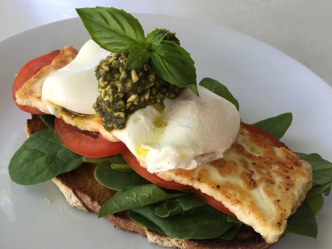 The Sunday Telegraph. Eat Street Erskineville, Urban Cat Cafe. Breakfast bruschetta with two poached eggs; Photo Jenifer Jagielski