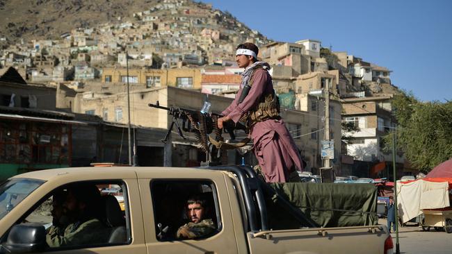 Taliban fighters patrol along a street in Kabul on September 13, 2021. Picture: Hoshang Hashimi / AFP