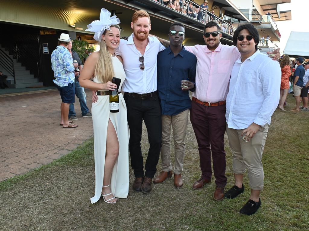 Adeline Blake, Nick Muller, Moses Mille, Jac Hunter and Malex Laurel at the 2021 Great Northern Darwin Cup. Picture: Julianne Osborne