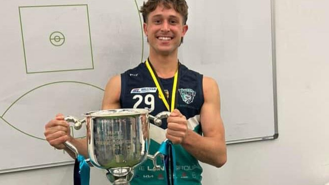 Taj Wyburd with the 2024 WAFL premiership cup.