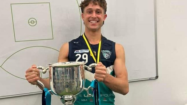 Taj Wyburd with the 2024 WAFL premiership cup.