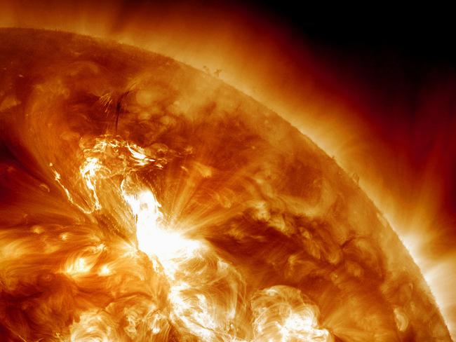 Space weather officials claimed the strongest solar storm in more than six years was bombarding Earth in 2012. Picture: AP/NASA