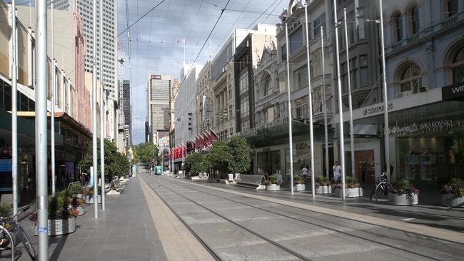 An empty Bourke Street Mall in Melbourne during the Covid-19 pandemic. Picture: File