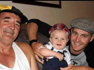 PROUD DADS: Mackay Waterski Club president Luke Van Den Heuvel (right) with his son Jackson and late father, John. Picture: Contributed