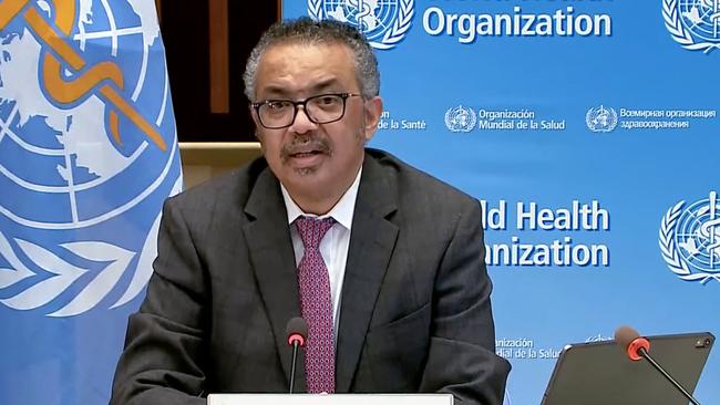 World Health Organisation (WHO) Director-General Tedros Adhanom Ghebreyesus.