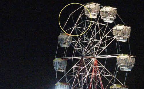 Missing Ferris wheel carriage at the Bluesfest site. . Picture: Kylie Cox