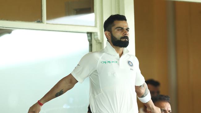 Virat Kohli was “whingeing” on the field about a controversial run-out — and could have more to complain about shortly. Picture: Getty