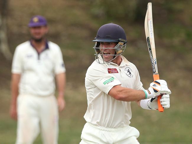 VTCA cricket: Druids v Strathmore, Chris Williams of Strathmore battingSaturday, December 5, 2020, in West Footscray, Victoria, Australia. Picture: Hamish Blair