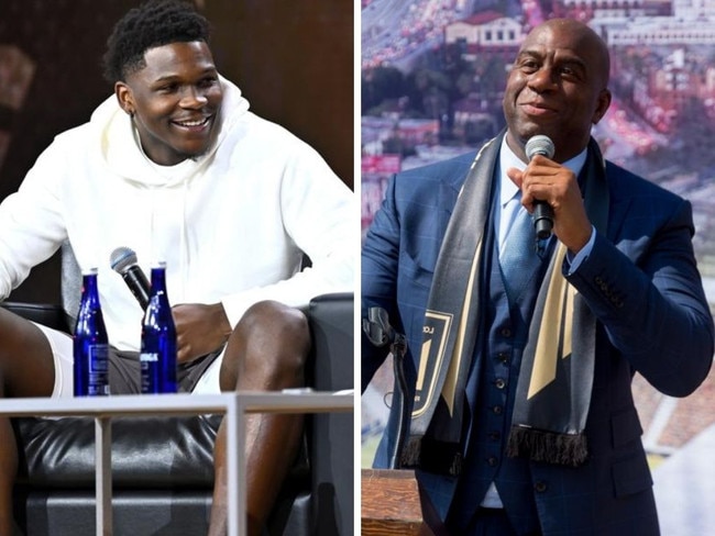 Anthony Edwards and Magic Johnson. Photos: Getty Images