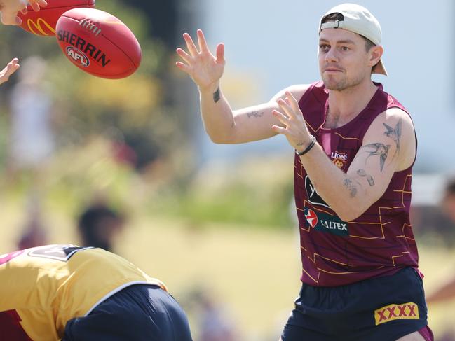 Lachie Neale at the Lions final training session in Brisbane before heading to Melbourne for the Grand Final against the Sydney Swans. Picture Lachie Millard