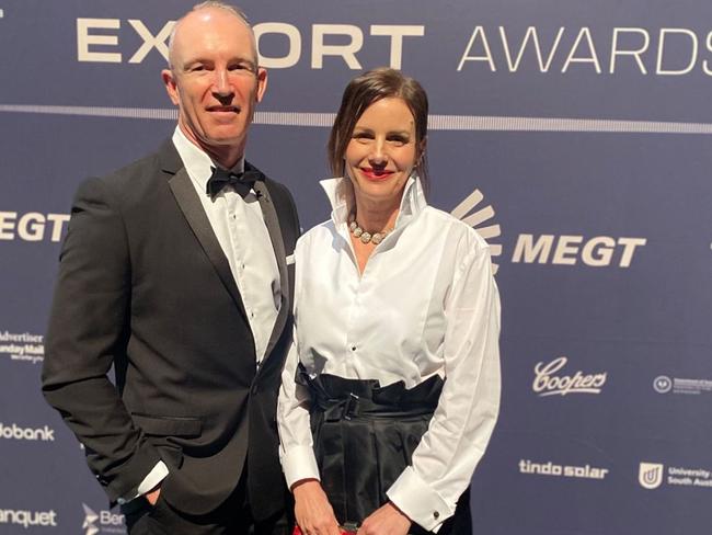 Cressida O'Hanlon with husband James at the  South Australian Premier's Business and Export Awards 2023 Gala Dinner, at which Citadel Secure . Picture: LinkedIn