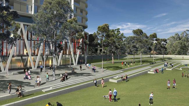 An artist’s impression of the neighbouring park at the Bull 'n' Bush redevelopment.