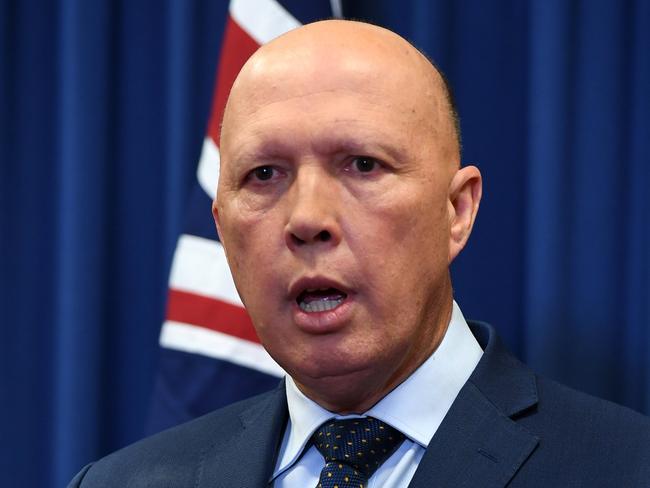 BRISBANE, AUSTRALIA - NewsWire Photos - SEPTEMBER 24, 2020.Home Affairs Minister Peter Dutton speaks during a press conference at the Commonwealth offices in Brisbane. Picture: NCA NewsWire / Dan Peled