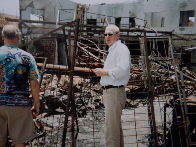 Mr Longford at the scene of the Bali bombings.