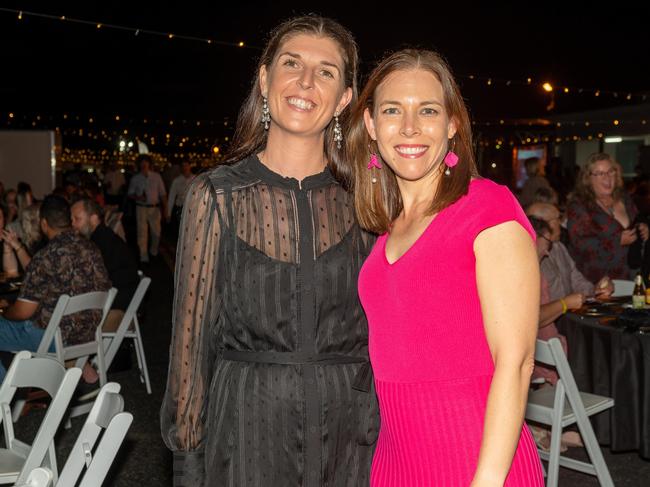 Tanya Thomas and Kristy Surman at Dinner on the Runway for Mackay Hospital Foundation, Mackay Airport Friday 8 September 2023 Picture: Michaela Harlow