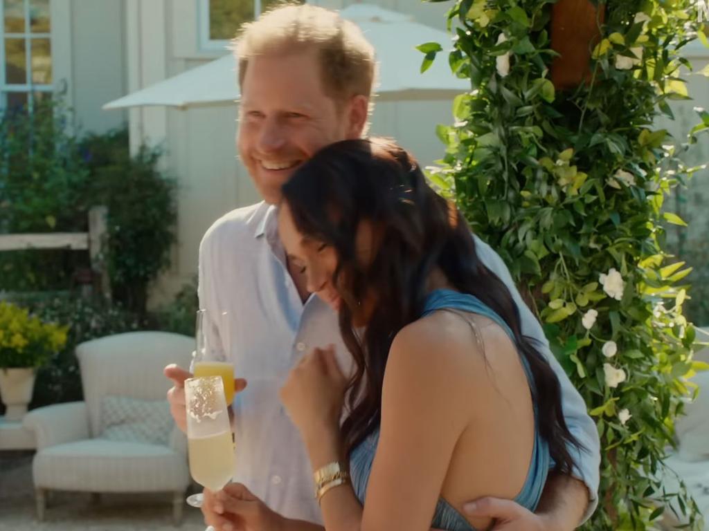 Prince Harry makes fleeting appearances in his wife’s new Netflix series. Picture: Netflix