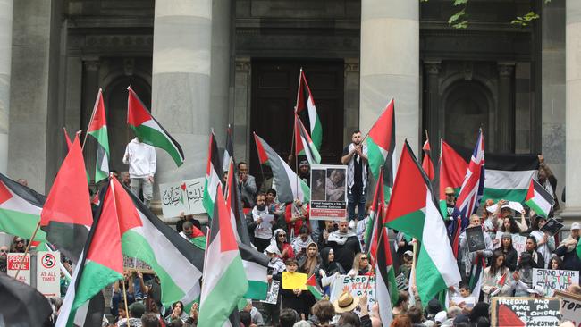 Rally for Palestine on Parliament House steps. 22 October 2023. Picture Dean Martin