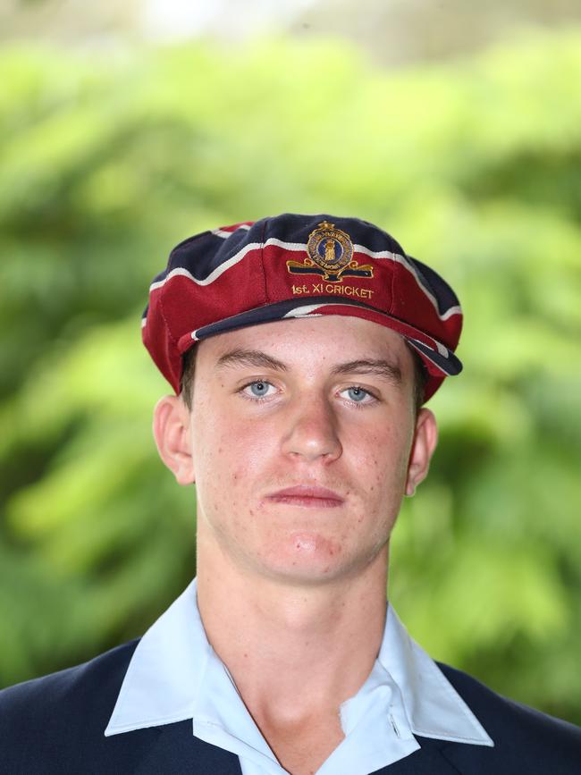 TSS First XI Cricketer Liam O’Connor poses for a picture. Photograph : Jason O'Brien