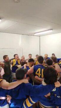 Elizabeth sings the club song after drought-breaking win