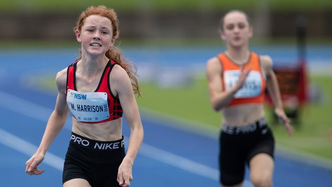 Matilda Harrison from Roseville winning the 200m sprint final.