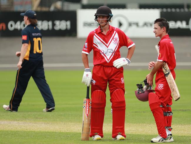 Harry Scowen and Thomas Forrester assess the situation on Sunday. Picture: Jeremy Ng