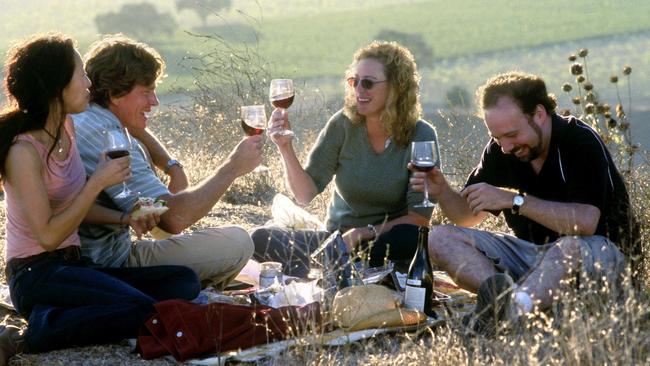 Sandra Oh, Thomas Haden Church, Virginia Madsen and Paul Giamatti in <i>Sideways.</i>